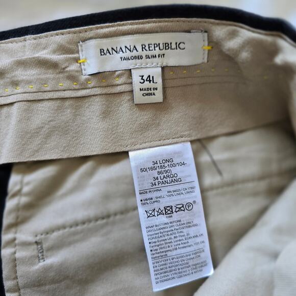 Banana Republic Emmetex 100% Linen Tailored Slim Fit Pants Black Size 34L Italy - Picture 5 of 8